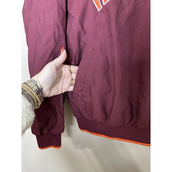 Virginia Tech Hokies Pullover Windbreaker Jacket Men's Size Medium Red Oak VTG - Picture 4 of 10